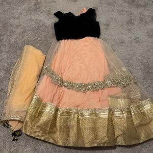 Peach and gold Lehenga Indian outfit